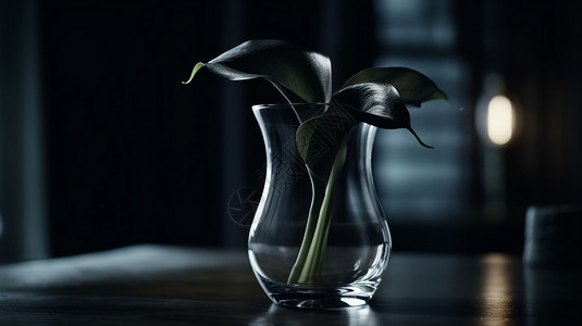 玻璃花瓶与马蹄莲图片