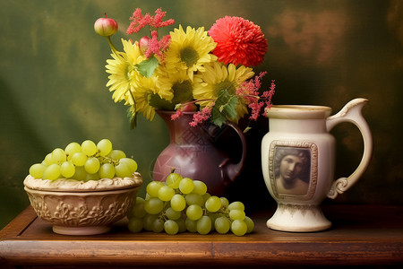 美丽的花瓶古董盘子高清图片