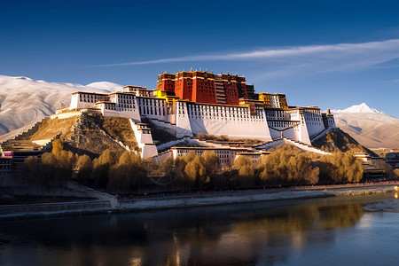 布达拉宫的美丽建筑背景图片