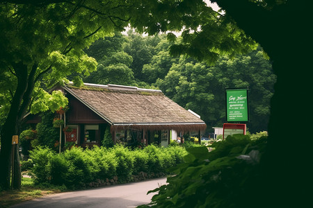 夏天商店报亭背景图片