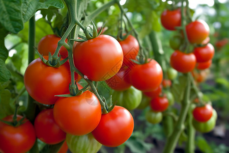 高清农业素材还未采摘的小番茄背景
