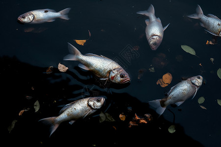 污水排放死亡的鱼类背景