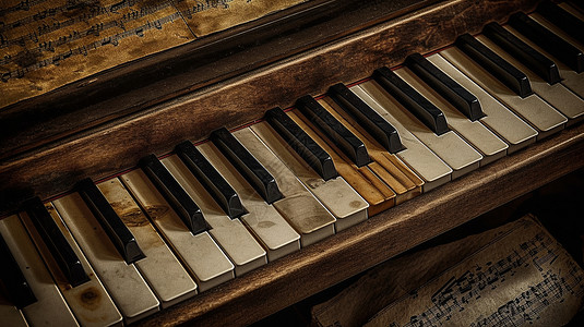 复古的木质钢琴图片