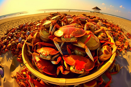 海滩上的螃蟹盛宴图片