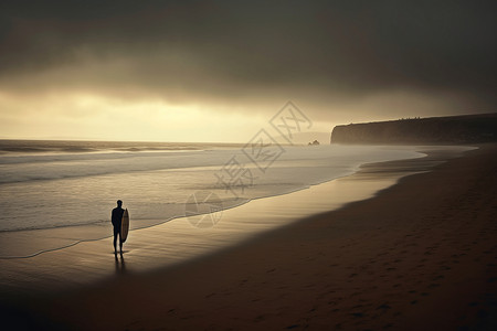 海边散步的人背景图片