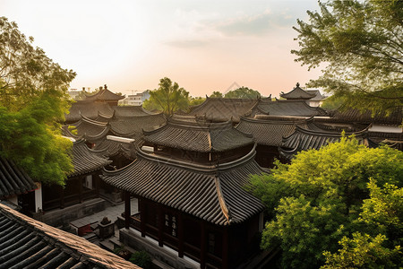 古风房屋古代房屋建筑背景