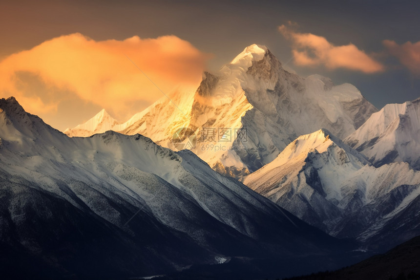 日照雪山图片