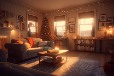 韭菜串柔和灯光的客厅设计图片