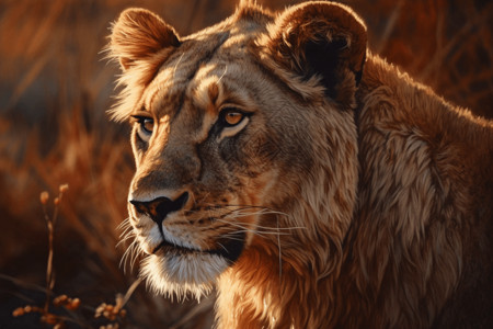 可爱动物头像狮子头部特写设计图片