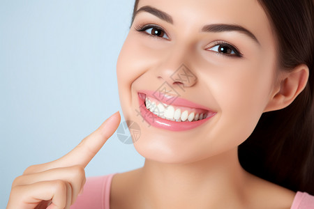 手指放在嘴唇上女性牙齿护理广告设计图片