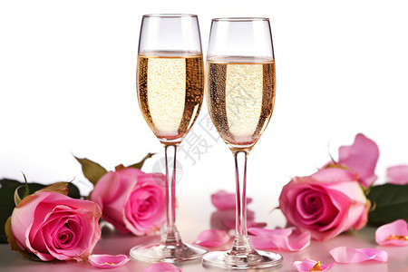 香槟和玫瑰图片