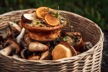 野生蘑菇堆叠高清图片