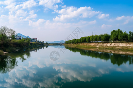 郊区的湖水景观图片