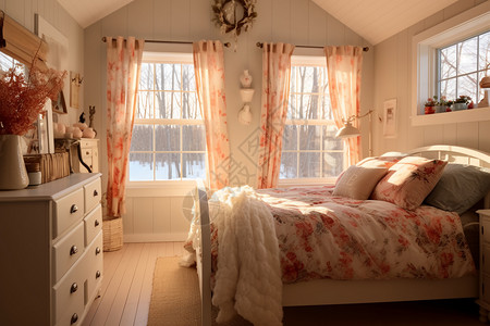 乡村田园风的卧室背景图片