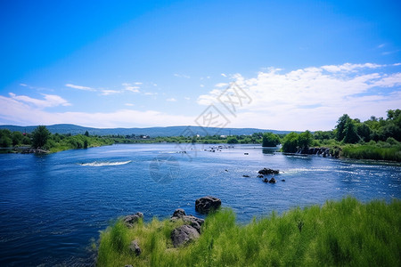 夏季牡丹江的湖光山色背景图片