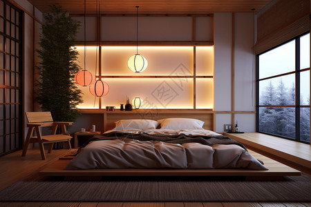禅宗风格的卧室背景图片