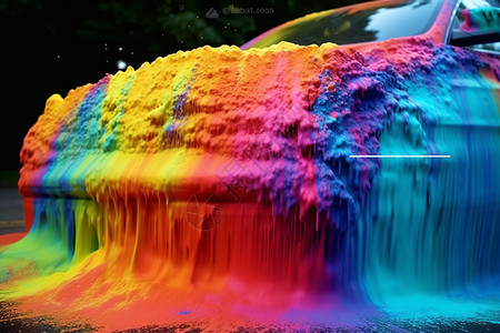 泡沫喷涂到汽车上的抽象表示背景图片