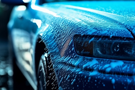 汽车霜洗车场的特写镜头设计图片