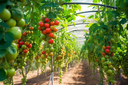 西红柿种植大棚成熟高清图片素材