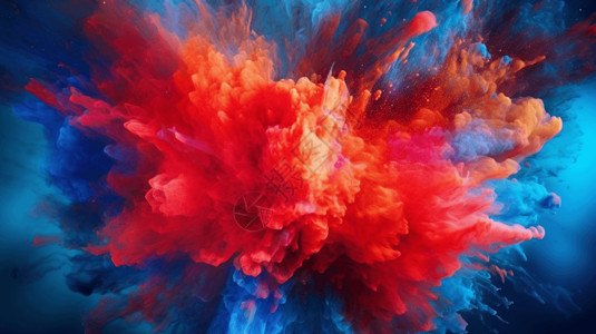 红烟雾的素材抽象红蓝色喷发的背景设计图片