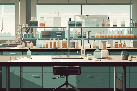 实验室台面实验室用品插画