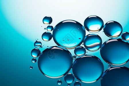 抽象蓝色油液体泡背景图片
