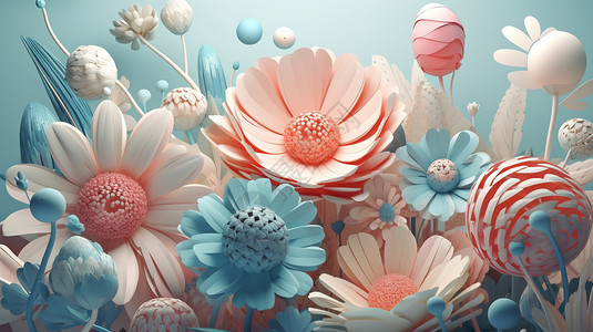 小雏菊棒棒糖美丽的花卉背景插画