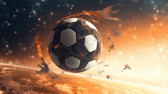 足球踢向宇宙背景图片