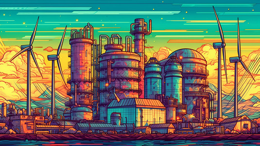 未来派工厂未来派新能源工厂插图插画