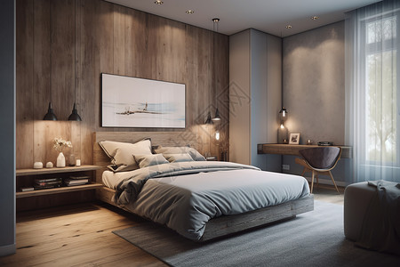 半木结构木结构的现代卧室设计图片