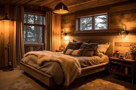 舒适的乡村风格卧室背景图片