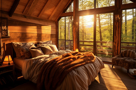 木屋装修木结构的卧室设计图片