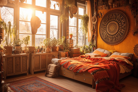 木屋装修波西米亚风格卧室设计图片