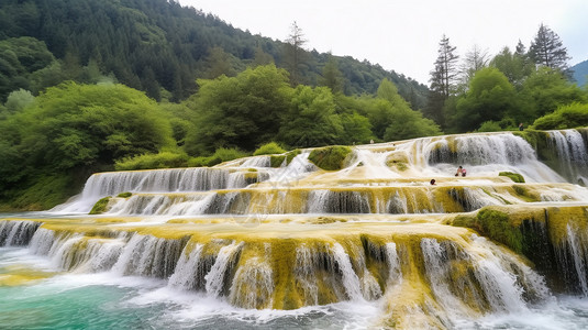 壮观的飞水瀑布背景