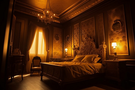 华丽家居迷人的金色卧室设计图片
