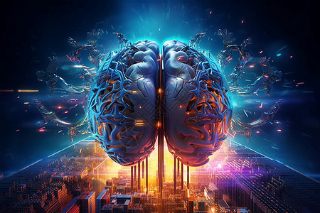 人工智能科技大脑背景图片