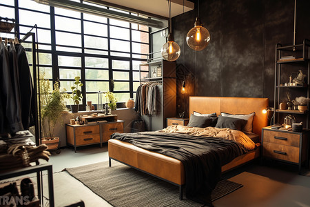 工业风格的卧室设计图片