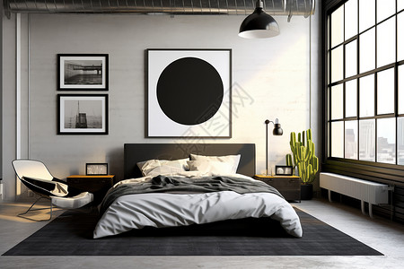 黑白极简的卧室图片
