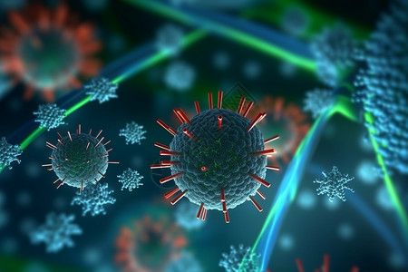病毒细胞的3d医学背景图片
