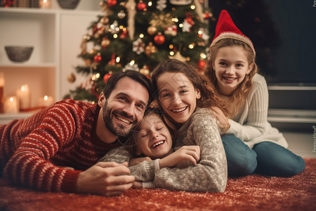 一家人庆祝圣诞节背景图片