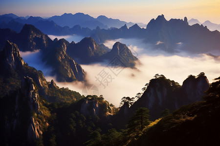 唯美的山脉云雾风景背景图片