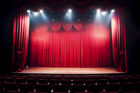 红色幕布的舞台高清图片