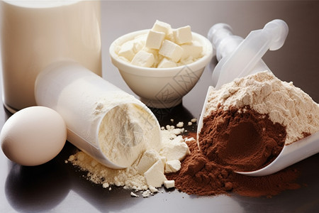棉花糖蛋筒健康的蛋白粉背景
