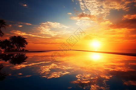 阳光照射下湖面的反射高清图片