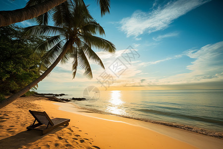 碧海蓝天滑板度假的海边设计图片