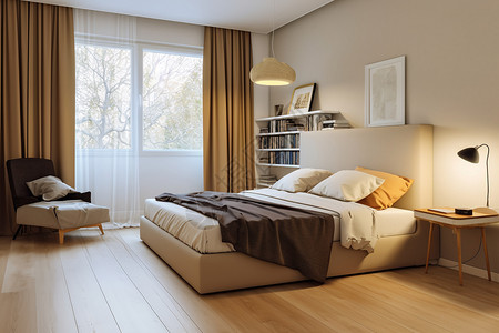 现代装修的卧室背景图片