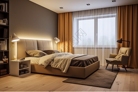 木有用品现代公寓的卧室设计图片