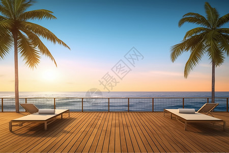 夏季的日落夏季海边露台设计图片
