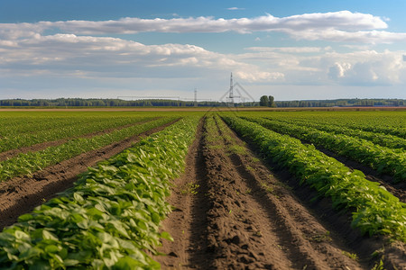 列宁格勒地区乡村的马铃薯田图片
