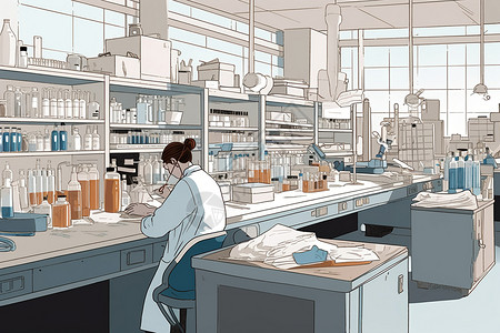 科学实验仪器实验室的科学实验插画